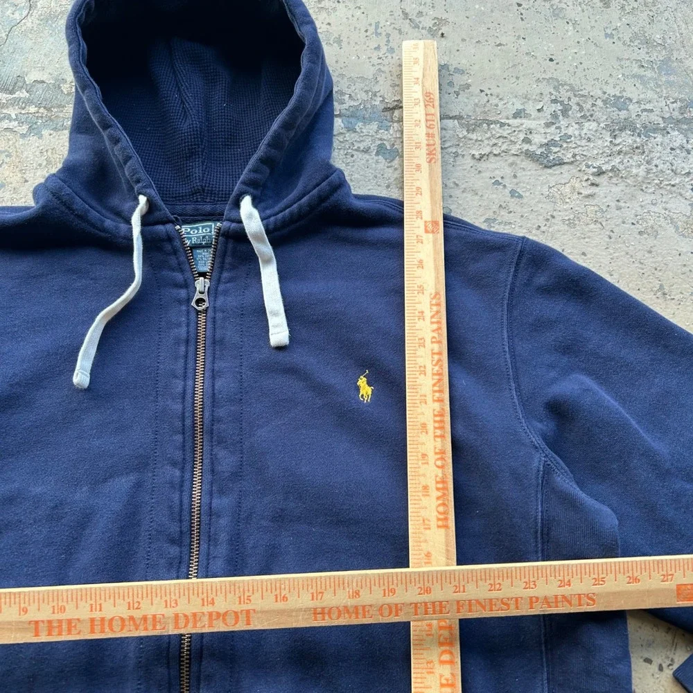 Polo Ralph Lauren Navy Blue Full Zip Hoodie Yellow Pony Mens 2XLT Sweatshirt